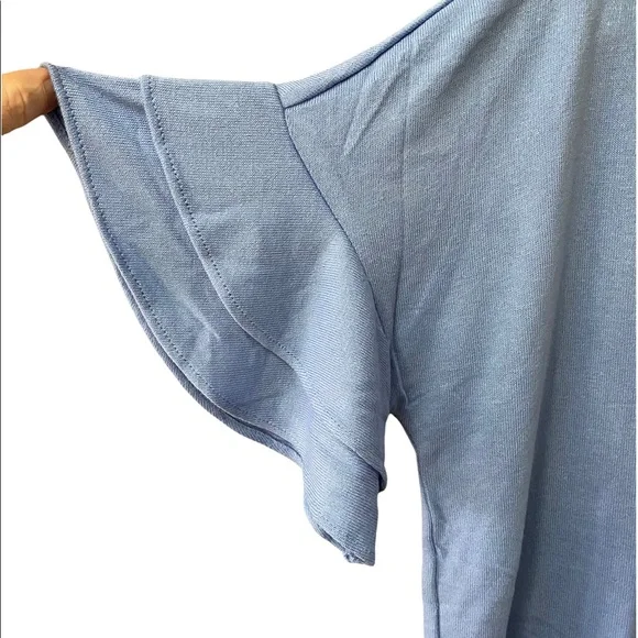 NWT Light Blue Flutter Short Sleeve Top by Style & Co. - Picture 3 of 5